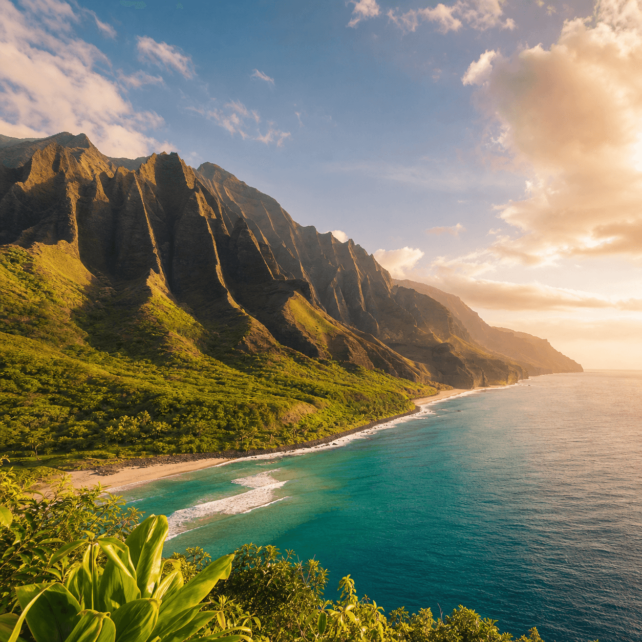 Na Pali Coast sea cliffs in Hawaii