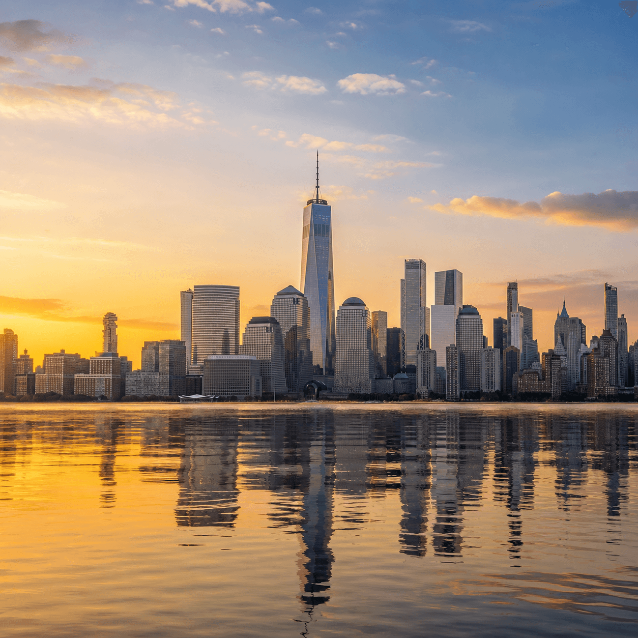 New York City skyline at sunrise