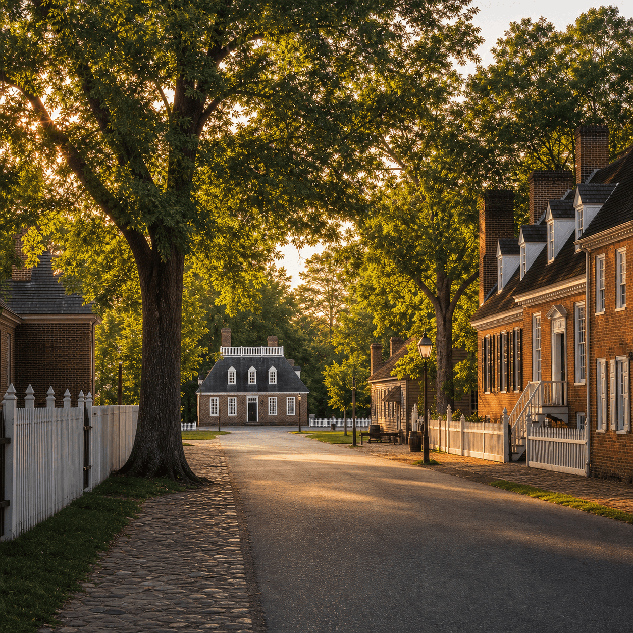 Colonial Williamsburg at golden hour
